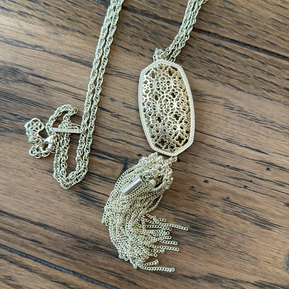 Kendra Scott Gold Filigree Tassel Necklace - Picture 6 of 6